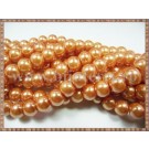 Margele - perle sticla 8mm - portocaliu sidefat (50buc)