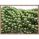 Margele - perle sticla 12mm - verde kaki deschis sidefat (10buc)