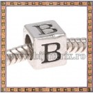 Margica argintie 6.4mm Litera B