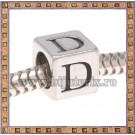 Margica argintie 6.4mm Litera D
