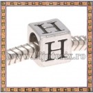 Margica argintie 6.4mm Litera H